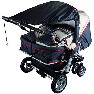 sunnybaby 11270 Universeel schaduwzeil voor Zwillings kinderwagen en dubbele buggy, maximale uv-bescherming UPF 50+, verstelbaar, luifelfunctie, kleur: zwart, kwaliteit: gemaakt in Duitsland sunnybaby 11270 Universeel schaduwzeil voor Zwillings kinderwagen en dubbele buggy, maximale uv-bescherming UPF 50+, verstelbaar, luifelfunctie, kleur: zwart, kwaliteit: gemaakt in Duitsland