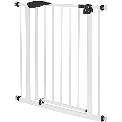 ECD Germany Veiligheidshek voor kinderen, honden, breedte 75-85 cm, zonder boren, wit, aan beide zijden draaibaar, automatische sluiting, extra veilige metalen deurbeschermer voor trap, deur ECD Germany Veiligheidshek voor kinderen, honden, breedte 75-85 cm, zonder boren, wit, aan beide zijden draaibaar, automatische sluiting, extra veilige metalen deurbeschermer voor trap, deur
