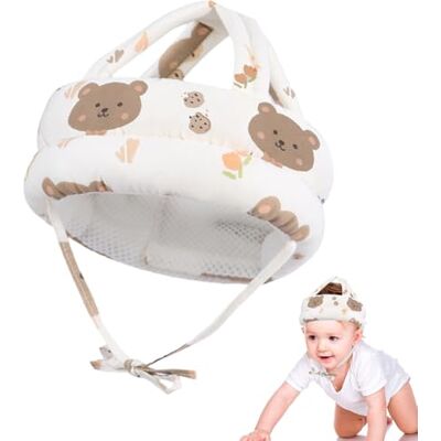 QingWing Neonatos Valbescherming, 360 graden, ademend, verstelbaar, babyhoofdbescherming, geschikt voor kinderen van 6 tot 36 maanden, kleine beer QingWing Neonatos Valbescherming, 360 graden, ademend, verstelbaar, babyhoofdbescherming, geschikt voor kinderen van 6 tot 36 maanden, kleine beer