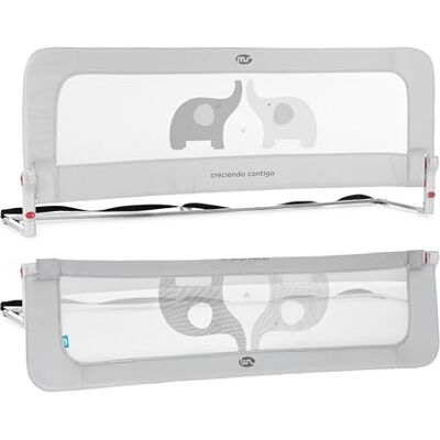ms BabyWorld Uitschuifbaar bedhekje voor baby's, 150 cm, inklapbaar veiligheidshek met 2 verstelbare hoogtes, valbescherming voor kinder- of tienerbed, grijs ms BabyWorld Uitschuifbaar bedhekje voor baby's, 150 cm, inklapbaar veiligheidshek met 2 verstelbare hoogtes, valbescherming voor kinder- of tienerbed, grijs