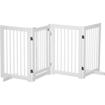 Pawhut Set van 4 opvouwbare huisdierhekken met 2 steunpoten voor huisdieren en trappen, wit, 75 cm Pawhut Set van 4 opvouwbare huisdierhekken met 2 steunpoten voor huisdieren en trappen, wit, 75 cm