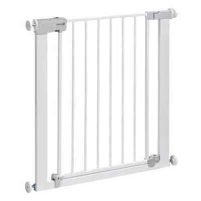 Safety 1st Uittrekbaar veiligheidshekje met automatische sluiting, trapbeschermingshek met drukknop, hekje voor baby's en honden, van 6 maanden tot 2 jaar, metaal wit (wit metallic) Safety 1st Uittrekbaar veiligheidshekje met automatische sluiting, trapbeschermingshek met drukknop, hekje voor baby's en honden, van 6 maanden tot 2 jaar, metaal wit (wit metallic)