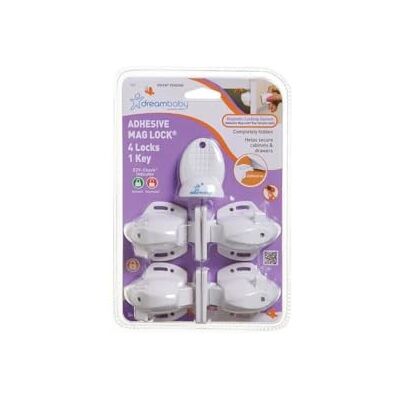 Dreambaby G855 Magneetslot voor kast en kast, met 1 sleutel, 4 stuks Dreambaby G855 Magneetslot voor kast en kast, met 1 sleutel, 4 stuks