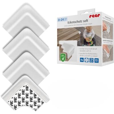 Reer 4 stuks zachte hoekbeschermers beetvast vrij van schadelijke stoffen, wit Reer 4 stuks zachte hoekbeschermers beetvast vrij van schadelijke stoffen, wit