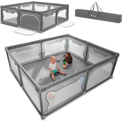 Lionelo WILLOW XL box voor baby's, van 0 tot 48 maanden, groot oppervlak 187 x 207 x 68 cm, babybox met ademende mesh-wanden, 2 zij-ingangen met ritssluiting, grote speelbox, grijs De 0 à 48 Mois, Barrière Parc Bébé en Maille Respirante, 2 Entrées Latér Lionelo WILLOW XL box voor baby's, van 0 tot 48 maanden, groot oppervlak 187 x 207 x 68 cm, babybox met ademende mesh-wanden, 2 zij-ingangen met ritssluiting, grote speelbox, grijs De 0 à 48 Mois, Barrière Parc Bébé en Maille Respirante, 2 Entrées Latér
