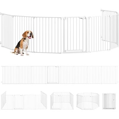 Pawhut Opvouwbaar en modulair veiligheidshek, 488 cm, met dubbele vergrendeling, box voor honden en kinderen, metalen haardbeschermingshek, 8 panelen, wit Pawhut Opvouwbaar en modulair veiligheidshek, 488 cm, met dubbele vergrendeling, box voor honden en kinderen, metalen haardbeschermingshek, 8 panelen, wit