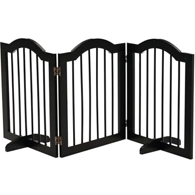 Pawhut Veiligheidshek, modulair, opvouwbaar, voor huisdieren, met steunvoet, MDF, massief hout, 154,5 x 61 cm, zwart Pawhut Veiligheidshek, modulair, opvouwbaar, voor huisdieren, met steunvoet, MDF, massief hout, 154,5 x 61 cm, zwart