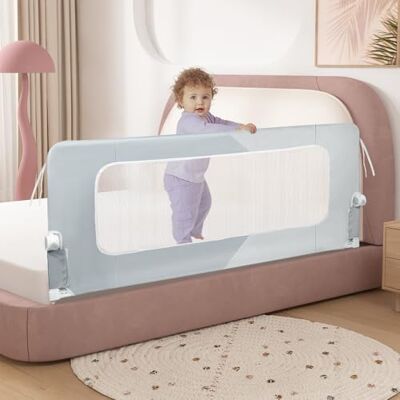 LANTUS Bedhekje voor kinderen, kinderbed, anti-val, veiligheidsstang met dubbele vergrendeling, ademend net, bedstang voor eenpersoonsbedden en tweepersoonsbedden, 180 x 73-86 cm, grijs LANTUS Bedhekje voor kinderen, kinderbed, anti-val, veiligheidsstang met dubbele vergrendeling, ademend net, bedstang voor eenpersoonsbedden en tweepersoonsbedden, 180 x 73-86 cm, grijs