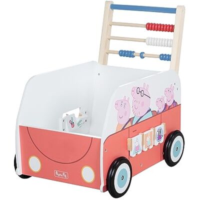 roba Peppa Pig Loopwagen van hout, met kruipspeelgoed, loopwagen met verstelbare snelheid, greephoogte 54 cm, motief varkens, vanaf 1 jaar, koraalroze/wit roba Peppa Pig Loopwagen van hout, met kruipspeelgoed, loopwagen met verstelbare snelheid, greephoogte 54 cm, motief varkens, vanaf 1 jaar, koraalroze/wit