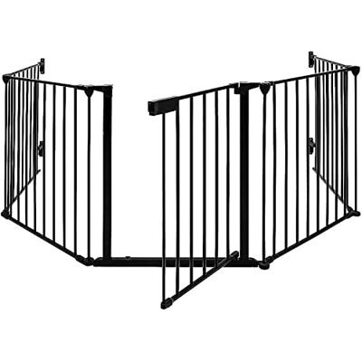 HUOLE Beschermrooster voor kinderen, box, veiligheidshek, dierenbeschermingsrooster, kinderbeveiliging, stabiele babytrap, zwart HUOLE Beschermrooster voor kinderen, box, veiligheidshek, dierenbeschermingsrooster, kinderbeveiliging, stabiele babytrap, zwart