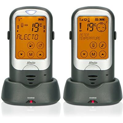 Alecto DBX68GS Babyfoon, 1 km bereik, oplaadbare ouder-baby-eenheid, touchscreen, antraciet/zwart Alecto DBX68GS Babyfoon, 1 km bereik, oplaadbare ouder-baby-eenheid, touchscreen, antraciet/zwart