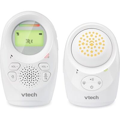 VTech DM1212 Digitale audio-babyfoon met DECT-technologie, intercom, geluidsniveau-indicator, temperatuursensor, sterrenhemel nachtlampje en nog veel meer, met ouder- en babyunit VTech DM1212 Digitale audio-babyfoon met DECT-technologie, intercom, geluidsniveau-indicator, temperatuursensor, sterrenhemel nachtlampje en nog veel meer, met ouder- en babyunit