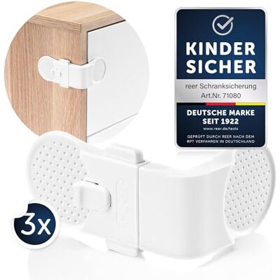 Reer Set van 3 externe veiligheidssloten voor kast en lade Voor kinderen Reer Set van 3 externe veiligheidssloten voor kast en lade Voor kinderen