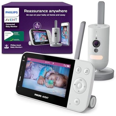 AVENT Philips babyfoon met wifi, hoogwaardige HD-camera, infrarood nachtzicht, huildetectie, bidirectionele audio, 12 uur batterijduur in eco-modus, model SCD951/26 AVENT Philips babyfoon met wifi, hoogwaardige HD-camera, infrarood nachtzicht, huildetectie, bidirectionele audio, 12 uur batterijduur in eco-modus, model SCD951/26