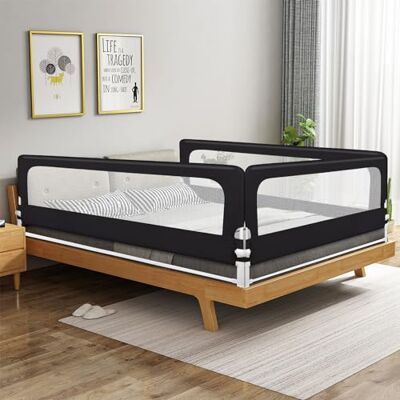 HUOLE Draagbare Bed Rail Kinderbed Veiligheidshek, Babybedbescherming Peuter Slaapkamer Thuis Binnen Taupe-200 * 70 * 26 cm-Zwart HUOLE Draagbare Bed Rail Kinderbed Veiligheidshek, Babybedbescherming Peuter Slaapkamer Thuis Binnen Taupe-200 * 70 * 26 cm-Zwart
