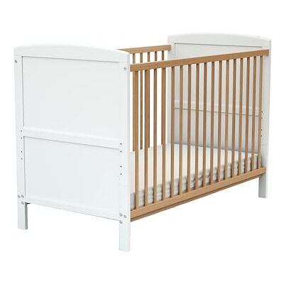 AT4 Uitbreidbaar babybed 60x120 ESSENTIEL wit en gelakt beukenhout 124 x 64 x 86,5 cm veranderbaar bed in een juniorbed AT4 Uitbreidbaar babybed 60x120 ESSENTIEL wit en gelakt beukenhout 124 x 64 x 86,5 cm veranderbaar bed in een juniorbed
