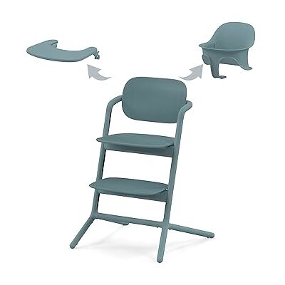 Cybex Gold LEMO 3-in-1 kinderstoelset, groeit met het kind, vanaf de geboorte met een aparte ligstoel; babyset en dienblad inbegrepen; aluminium/kunststof; steenblauw Cybex Gold LEMO 3-in-1 kinderstoelset, groeit met het kind, vanaf de geboorte met een aparte ligstoel; babyset en dienblad inbegrepen; aluminium/kunststof; steenblauw