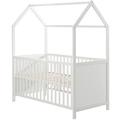 roba Babybed, schaalbaar, 70 x 140 cm, om te bouwen tot een juniorbed, in hoogte verstelbaar, 3 afneembare stangen, wit hout roba Babybed, schaalbaar, 70 x 140 cm, om te bouwen tot een juniorbed, in hoogte verstelbaar, 3 afneembare stangen, wit hout