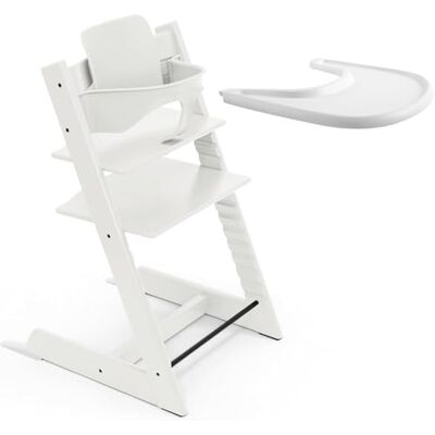 Stokke Tripp Trapp Kinderstoel (wit) met legplank, babystoel set 2 voor kinderen van 6 tot 36 maanden, verstelbaar, ergonomisch en gemakkelijk te reinigen Stokke Tripp Trapp Kinderstoel (wit) met legplank, babystoel set 2 voor kinderen van 6 tot 36 maanden, verstelbaar, ergonomisch en gemakkelijk te reinigen