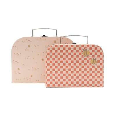 Jollein Set van 2 koffers voor kinderen, Pretty Picnic, van karton, met handvat en sluiting, bloemendesign, print aan de binnenkant, voor speelgoed, baby, decoratie, kinderkamer Jollein Set van 2 koffers voor kinderen, Pretty Picnic, van karton, met handvat en sluiting, bloemendesign, print aan de binnenkant, voor speelgoed, baby, decoratie, kinderkamer