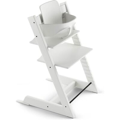 Stokke Tripp Trapp kinderstoel met babyset, wit, schaalbare en verstelbare stoel, aanpasbaar van geboorte tot volwassenheid, praktisch, comfortabel en ergonomisch, klassiek design Stokke Tripp Trapp kinderstoel met babyset, wit, schaalbare en verstelbare stoel, aanpasbaar van geboorte tot volwassenheid, praktisch, comfortabel en ergonomisch, klassiek design
