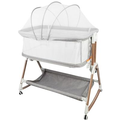 LANTUS Cododo Babybed met matras, wiegmodus voor babywiegen, inklapbare zijkant, in hoogte verstelbaar, ramen van net, 4 niveaus (80-94 cm (80-84-88-94), 96 x 60 x 90-115 cm LANTUS Cododo Babybed met matras, wiegmodus voor babywiegen, inklapbare zijkant, in hoogte verstelbaar, ramen van net, 4 niveaus (80-94 cm (80-84-88-94), 96 x 60 x 90-115 cm