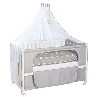 roba Little Stars Cododo-bed compleet 60 x 120 cm met 4 remwielen Inclusief uitrusting 6-traps in hoogte verstelbaar Wit roba Little Stars Cododo-bed compleet 60 x 120 cm met 4 remwielen Inclusief uitrusting 6-traps in hoogte verstelbaar Wit
