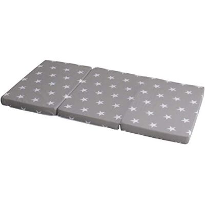 roba Little Stars Babymatras voor op reis, opvouwbaar, 60 x 120 cm, met draagtas, afneembare overtrek, sterrenmotief, grijs/wit roba Little Stars Babymatras voor op reis, opvouwbaar, 60 x 120 cm, met draagtas, afneembare overtrek, sterrenmotief, grijs/wit