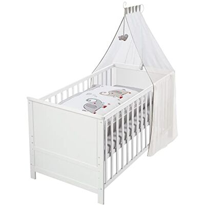 roba Uitbreidbaar babybed 70 x 140 cm compleet Jumbo Twins Inclusief uitrusting In hoogte verstelbaar 3 afneembare stangen 0 tot 7 jaar Wit roba Uitbreidbaar babybed 70 x 140 cm compleet Jumbo Twins Inclusief uitrusting In hoogte verstelbaar 3 afneembare stangen 0 tot 7 jaar Wit