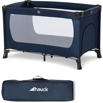 hauck Dream N Play Plus reiswieg / baby's en kinderen van de geboorte tot 15 kg / 120 x 60 cm / lichtgewicht / stabiel / opvouwbaar, compact / transporttas / zij-uitgang / blauw hauck Dream N Play Plus reiswieg / baby's en kinderen van de geboorte tot 15 kg / 120 x 60 cm / lichtgewicht / stabiel / opvouwbaar, compact / transporttas / zij-uitgang / blauw