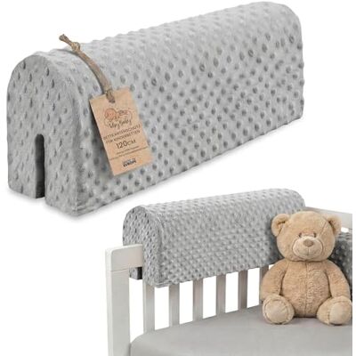 Totsy Baby Bedrand voor baby's, ademend, 120 cm, bedrand voor peuters, bescherming voor kinderen, spijlen of hek, schuim, wieg, bescherming, minky lichtgrijs Totsy Baby Bedrand voor baby's, ademend, 120 cm, bedrand voor peuters, bescherming voor kinderen, spijlen of hek, schuim, wieg, bescherming, minky lichtgrijs