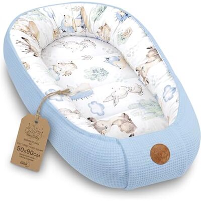 Totsy Baby Babybedverkleiner, 90 x 50 cm, cocon van katoen met wafelpatroon, veelzijdig, voor engelennest en geboorte, ideaal voor jongens en meisjes, blauwe dieren Totsy Baby Babybedverkleiner, 90 x 50 cm, cocon van katoen met wafelpatroon, veelzijdig, voor engelennest en geboorte, ideaal voor jongens en meisjes, blauwe dieren