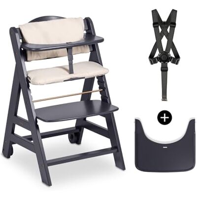 hauck Beta+ Dark Grey Kinderstoelset voor kinderen vanaf 6 maanden tot 90 kg Met wielen, zitkussen, grote eettafel, kleine beschermbeugel, riem hauck Beta+ Dark Grey Kinderstoelset voor kinderen vanaf 6 maanden tot 90 kg Met wielen, zitkussen, grote eettafel, kleine beschermbeugel, riem