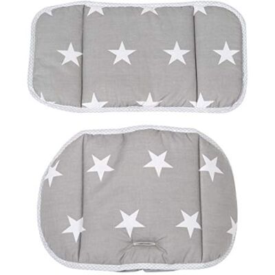 roba Little Stars Kinderstoelkussen, 2-delig, stoelverkleiner, sterrenprint, grijs/wit roba Little Stars Kinderstoelkussen, 2-delig, stoelverkleiner, sterrenprint, grijs/wit