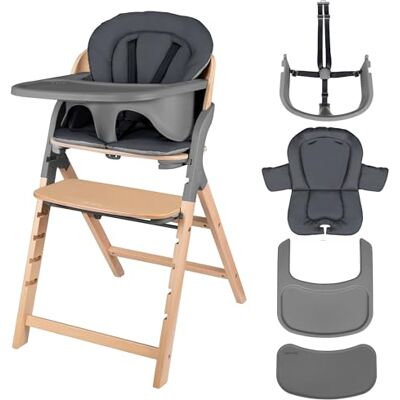 Lionelo Megan 3-in-1 kinderstoel (baby-kind-volwassene), 5-punts riem, verstelbare zitting en voetensteun, afneembaar dienblad, tot 110 kg, massief hout in elegant design, grijs Lionelo Megan 3-in-1 kinderstoel (baby-kind-volwassene), 5-punts riem, verstelbare zitting en voetensteun, afneembaar dienblad, tot 110 kg, massief hout in elegant design, grijs