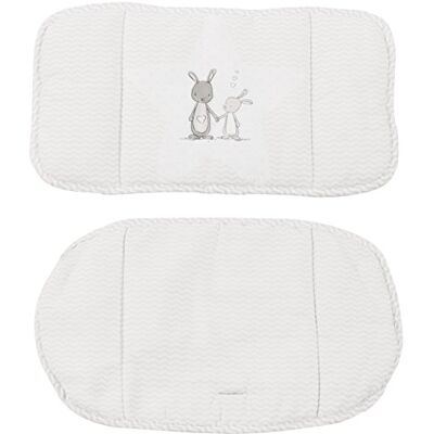 roba Fox and Bunny Kinderstoelkussen, 2-delig, zitverkleiner, konijnenprint, wit/grijs roba Fox and Bunny Kinderstoelkussen, 2-delig, zitverkleiner, konijnenprint, wit/grijs