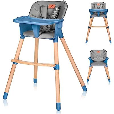 Lionelo Koen Kinderstoel met twee niveaus, voor baby's en kinderen vanaf 6 maanden en grotere kinderen tot 30 kg, opvouwbare kinderstoel, afneembaar dienblad, 5-punts veiligheidsgordels, antislip (blauw) Lionelo Koen Kinderstoel met twee niveaus, voor baby's en kinderen vanaf 6 maanden en grotere kinderen tot 30 kg, opvouwbare kinderstoel, afneembaar dienblad, 5-punts veiligheidsgordels, antislip (blauw)