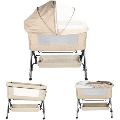 LANTUS 3-in-1 wieg, cododobed, kantelbare wieg, in hoogte verstelbaar op 4 niveaus (80-94 cm (80-84 88-94)) tot 50 kg, wielen 360 graden, muggennet, opbergmand 104 x 52 x 100 110 cm wit LANTUS 3-in-1 wieg, cododobed, kantelbare wieg, in hoogte verstelbaar op 4 niveaus (80-94 cm (80-84 88-94)) tot 50 kg, wielen 360 graden, muggennet, opbergmand 104 x 52 x 100 110 cm wit