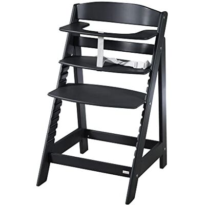 roba Sit Up Flex 2-in-1 zwarte houten kinderstoel, in hoogte verstelbaar, van 6 maanden tot 70 kg, anti-kantelbare babystoel met glad oppervlak roba Sit Up Flex 2-in-1 zwarte houten kinderstoel, in hoogte verstelbaar, van 6 maanden tot 70 kg, anti-kantelbare babystoel met glad oppervlak