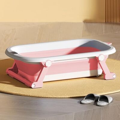 LANTUS Opvouwbare kinderbak, ultracompact, antislip voeten, afvoerstop en temperatuurweergave, perfect cadeau voor baby's, 83 x 47 x 28 cm (roze) LANTUS Opvouwbare kinderbak, ultracompact, antislip voeten, afvoerstop en temperatuurweergave, perfect cadeau voor baby's, 83 x 47 x 28 cm (roze)