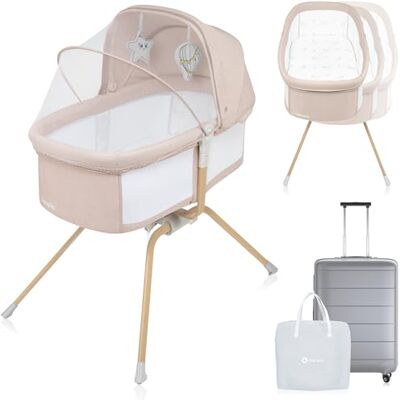 Lionelo Malin Evo 3-in-1 babybed, schommelwieg, opvouwbaar reisbed en huisbed, verstelbare matras in kanteling, comfort, wielen, luchtig net, tas en speelgoed inbegrepen, geboorte tot 9 kg, beige Lionelo Malin Evo 3-in-1 babybed, schommelwieg, opvouwbaar reisbed en huisbed, verstelbare matras in kanteling, comfort, wielen, luchtig net, tas en speelgoed inbegrepen, geboorte tot 9 kg, beige