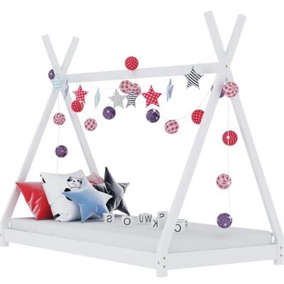 vidaXL Kinderbedframe massief grenenhout wit 70 x 140 cm vidaXL Kinderbedframe massief grenenhout wit 70 x 140 cm
