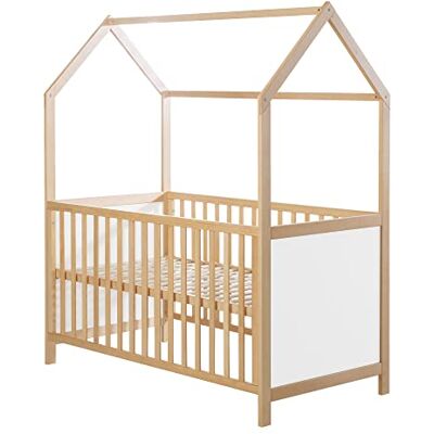 roba Babybed, schaalbaar, 70 x 140 cm, om te bouwen tot een juniorbed, in hoogte verstelbaar, 3 afneembare stangen, tweekleurig hout roba Babybed, schaalbaar, 70 x 140 cm, om te bouwen tot een juniorbed, in hoogte verstelbaar, 3 afneembare stangen, tweekleurig hout