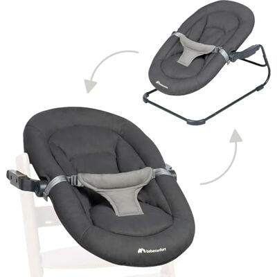 Bebeconfort Timba Baby, 2-in-1 wipstoel, geboorte vanaf 6 maanden, 0-9 kg, pasgeborenenset voor Timba houten kinderstoel, 2 kantelposities, fleece zitting, 3-punts gordel, getint grafiet Bebeconfort Timba Baby, 2-in-1 wipstoel, geboorte vanaf 6 maanden, 0-9 kg, pasgeborenenset voor Timba houten kinderstoel, 2 kantelposities, fleece zitting, 3-punts gordel, getint grafiet
