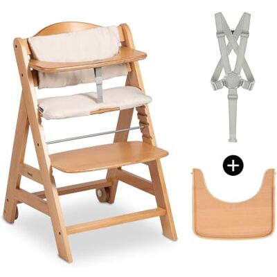 hauck Beta+, Natural kinderstoelset voor kinderen vanaf 6 maanden tot 90 kg, met wielen, zitkussen, grote eettafel, kleine beschermstang, veiligheidsgordel hauck Beta+, Natural kinderstoelset voor kinderen vanaf 6 maanden tot 90 kg, met wielen, zitkussen, grote eettafel, kleine beschermstang, veiligheidsgordel