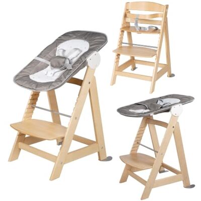 roba Born Up 2-in-1 houten kinderstoel + Sternenzauber kantelbare wipstoel, vanaf de geboorte, in hoogte verstelbaar, gemakkelijk te reinigen, natuurlijk roba Born Up 2-in-1 houten kinderstoel + Sternenzauber kantelbare wipstoel, vanaf de geboorte, in hoogte verstelbaar, gemakkelijk te reinigen, natuurlijk