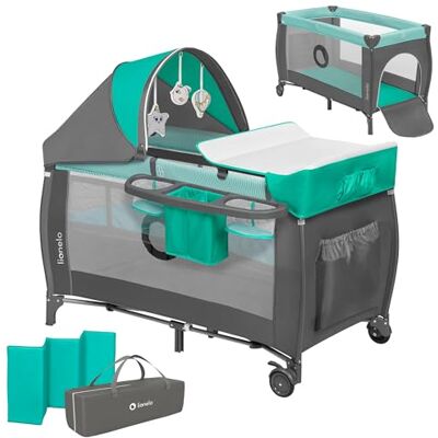 Lionelo Sven 2-in-1 Reisbed annex Babybox, draagbaar logeerbed, in hoogte verstelbaar, commode, luifel met muggennet en zijingang, compact en opvouwbaar, accessoires, ook voor thuis Lionelo Sven 2-in-1 Reisbed annex Babybox, draagbaar logeerbed, in hoogte verstelbaar, commode, luifel met muggennet en zijingang, compact en opvouwbaar, accessoires, ook voor thuis