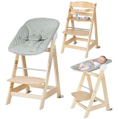 roba Born Up 2-in-1 houten kinderstoel + kantelbare ligstoel Style mat groen vanaf de geboorte in hoogte verstelbaar gemakkelijk te reinigen natuurlijk roba Born Up 2-in-1 houten kinderstoel + kantelbare ligstoel Style mat groen vanaf de geboorte in hoogte verstelbaar gemakkelijk te reinigen natuurlijk