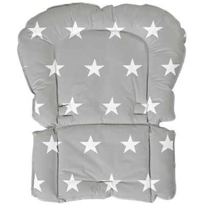 roba Little Stars Kinderstoelkussen, waterdicht en ftalaatvrij, comfortabele zitverkleiner, vanaf 6 maanden, witte sterrenprint, grijs roba Little Stars Kinderstoelkussen, waterdicht en ftalaatvrij, comfortabele zitverkleiner, vanaf 6 maanden, witte sterrenprint, grijs