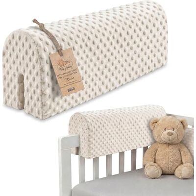 Totsy Baby Bedomranding voor baby's, ademend, 70 cm, bedrand voor peuters, bescherming voor kinderen, spijlen of barrière, schuim, wieg, bescherming, Minky, Oeko-Tex, lichtbeige Totsy Baby Bedomranding voor baby's, ademend, 70 cm, bedrand voor peuters, bescherming voor kinderen, spijlen of barrière, schuim, wieg, bescherming, Minky, Oeko-Tex, lichtbeige